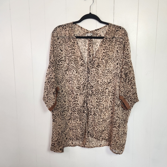 Free People Intimately Sheer Sleepin In Shirt Leopard Print Top Oversized Small - Picture 2 of 9